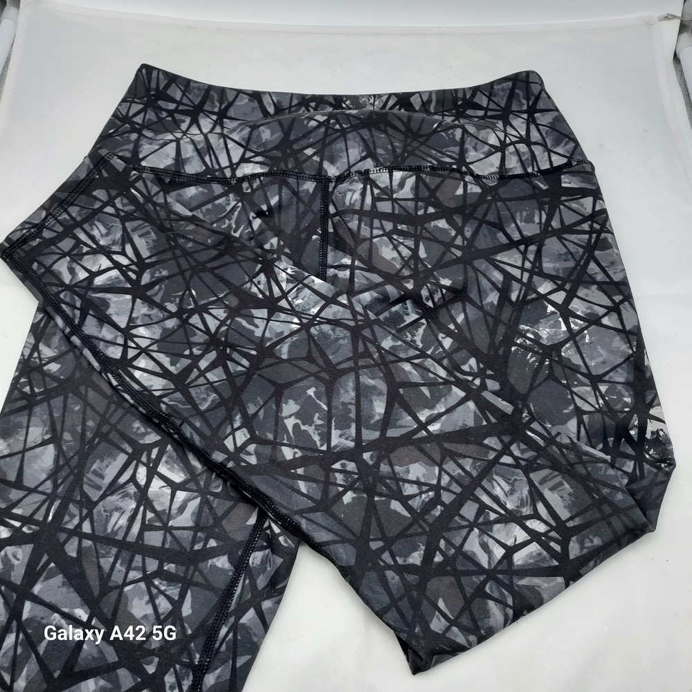 Spyder‎ Active Womens Medium Leggings Black Grey Geometric Abstract Print SP646